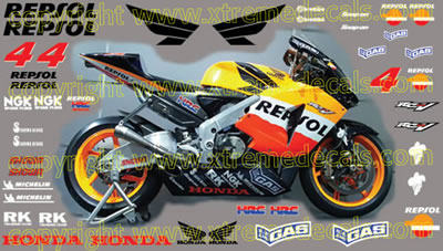 Complete Honda Race Decal Set 2004 Repsol Kit